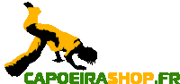 a logo for capoeirashop.fr has a silhouette of a person doing a handstand