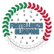 a logo for fratellanza olimpica with a wreath of leaves