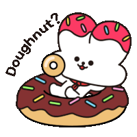 a cartoon drawing of a dog laying in a doughnut with the words doughnut below it