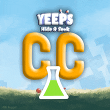 a game called yeeps hide & seek has a green beaker