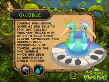 a screenshot of a game called my singing monsters shows a quibble