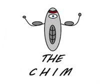 a cartoon drawing of a chimp with the words the chim on it