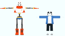 papyrus and sans are standing next to each other with their arms outstretched