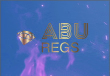 a blue background with abu regs written in gold letters