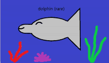 a drawing of a dolphin swimming in the ocean