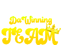 a logo for da winning team with a gold crown