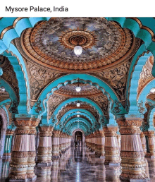 a picture of the mysore palace india with columns and arches