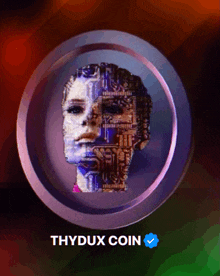 a thydux coin with a picture of a robotic face