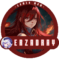 a picture of a girl with red hair and the name erzadray on the bottom