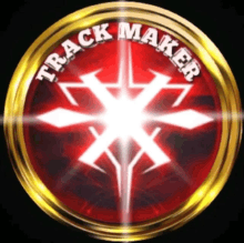 a red and gold logo for track maker