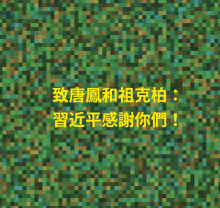 a green pixelated background with chinese writing in yellow