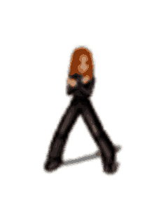 a cartoon character with red hair is standing with her arms crossed on a white background .