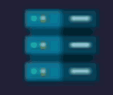 a blurred image of three blue boxes with green and yellow lights on them .