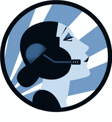 an illustration of a woman wearing a headset that says ccc on it