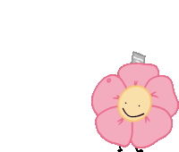 a cartoon drawing of a pink flower with a smiley face on it