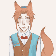 a drawing of a man with fox ears and tail