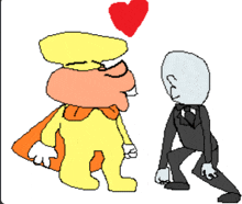 a cartoon of a man in a suit kissing another man