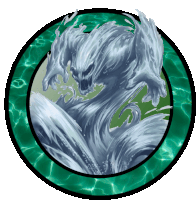 a green circle with a picture of a monster in the center