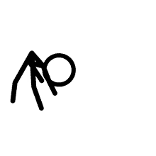 a black and white drawing of a stick figure with a circle in the middle