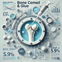 an advertisement for bone cement and glue with a syringe and a bone