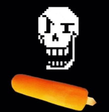 a pixel art drawing of papyrus and a carrot