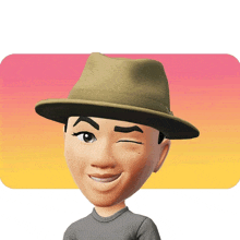 a cartoon of a man wearing a hat and winking