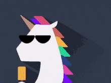 a unicorn wearing sunglasses holds a popsicle