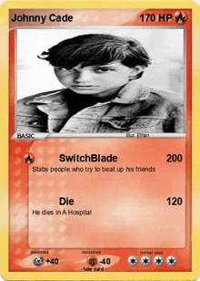 a pokemon card of johnny cade with a picture of him