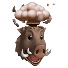 a cartoon boar with a mushroom coming out of it 's head