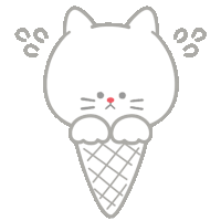 a drawing of a cat in an ice cream cone with its paws on its face