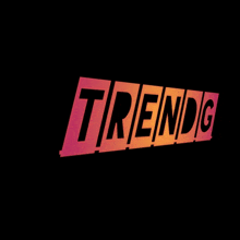 a black background with the word trendg written in purple and orange