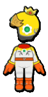 a cartoon character with a yellow helmet and a crown on his head .