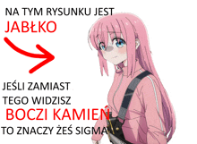 a picture of a girl with pink hair and the words na tym rysunku jest