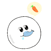 a cartoon drawing of a seal with a carrot in a speech bubble .