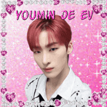 a picture of a young man with the name youmin de ev written on it