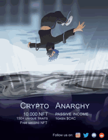 a poster for crypto anarchy shows a man doing a handstand