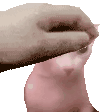 a pixelated image of a person petting a cat .