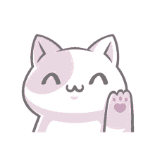 a cartoon drawing of a cat with a smiley face and a paw with a heart on it