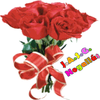 a bunch of red roses with a red ribbon and the words j.a.s.g. nogallas