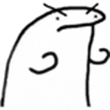 a black and white drawing of a cartoon character with a long neck and a beard .