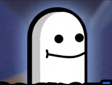 a cartoon ghost with a smile on its face and a tongue sticking out