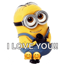 a picture of a minion with the words i love you