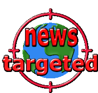 a logo for news targeted shows a globe in the center