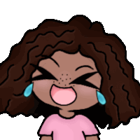 a cartoon drawing of a girl with curly hair