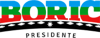 a colorful logo for boric presidente with a road in the middle