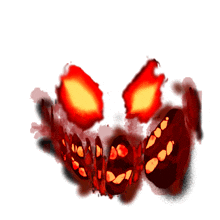 a drawing of a scary face with glowing red eyes