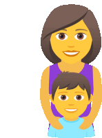 a cartoon illustration of a woman holding a boy