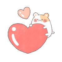 a hamster is holding a large red heart in its paws