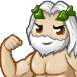 a pixel art drawing of a naked man with a beard and a wreath on his head .