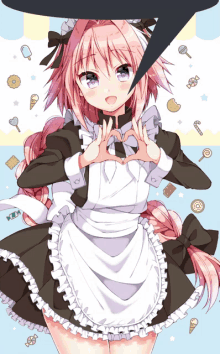 a maid making a heart shape with her hands